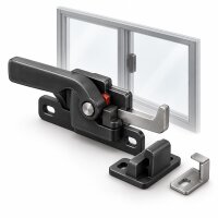 Symbolillustration: Verriegelungsteile für ein Schiebefenster