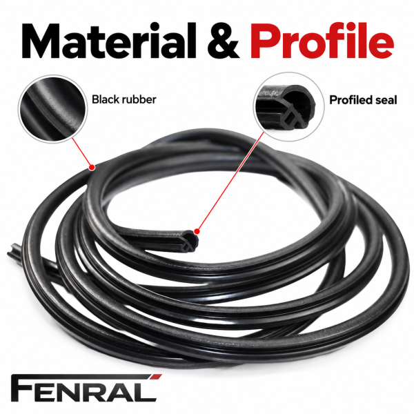 Sunroof seal compatible with Audi A4 B8/8K black rubber