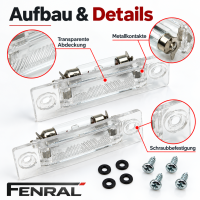 Kennzeichenleuchten 2 Stück kompatibel für VW und kompatibel für Skoda hinten FENRAL