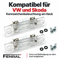 Kennzeichenleuchten 2 Stück kompatibel für VW und kompatibel für Skoda hinten FENRAL