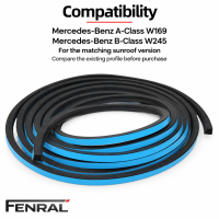 Schiebedach-Dichtungsprofil 5 m kompatibel für Mercedes-Benz W169 und W245 Schwarz FENRAL