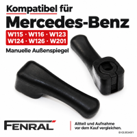 Zwei Griffe für manuelle Spiegelverstellung kompatibel für Mercedes-Benz W115 – Schwarz – FENRAL