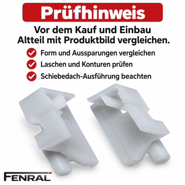Schiebedach-Gleitschienenclips 2 Stück kompatibel für Hyundai i30 GD FENRAL
