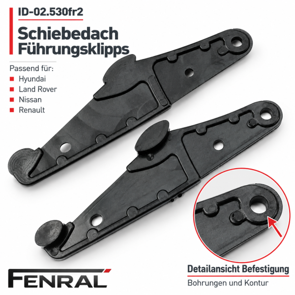 Sunroof guide clips – 2 pieces compatible with Hyundai i30 GD