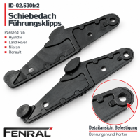 Sunroof guide clips – 2 pieces compatible with Hyundai i30 GD