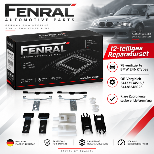 Schiebedach Reparaturset 12-teilig kompatibel für BMW 3er E46 – FENRAL