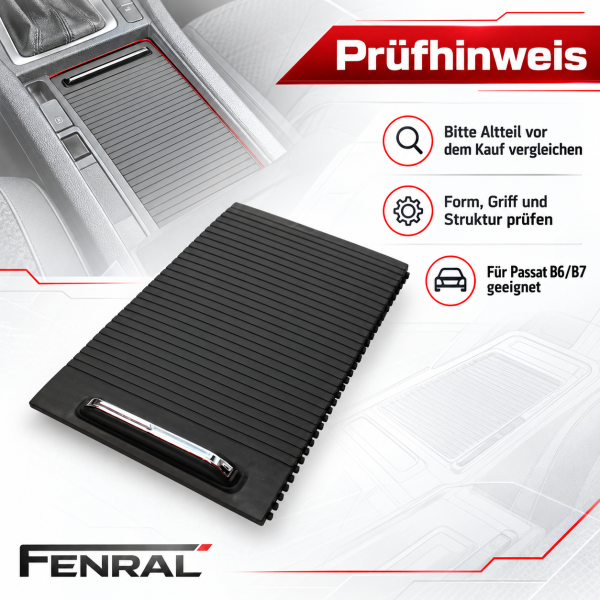 Mittelkonsole-Rollo-Reparaturteil kompatibel für VW Passat B6/B7 Schwarz FENRAL
