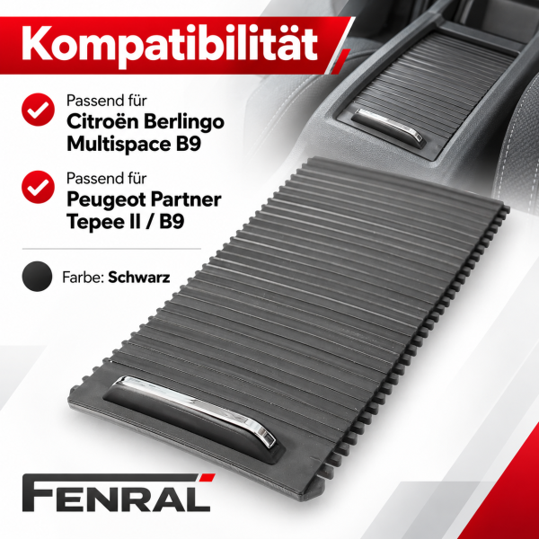 Mittelkonsole-Schieber-Reparaturteil kompatibel für Citroën Berlingo Multispace B9 Schwarz FENRAL