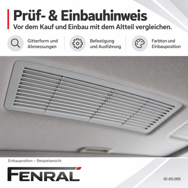 Lüftungsgitter für Schiebedach-Sonnenblende kompatibel für Mercedes-Benz W210/W211 – hellgrau – FENRAL