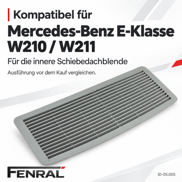 Lüftungsgitter für Schiebedach-Sonnenblende kompatibel für Mercedes-Benz W210/W211 – hellgrau – FENRAL