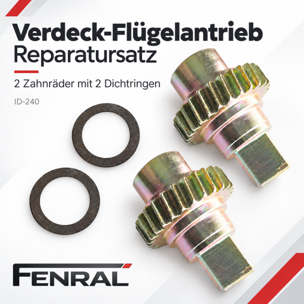 Zwei Zahnräder mit Dichtringen für den Verdeck-Flügelantrieb kompatibel für Opel Astra H TwinTop – FENRAL