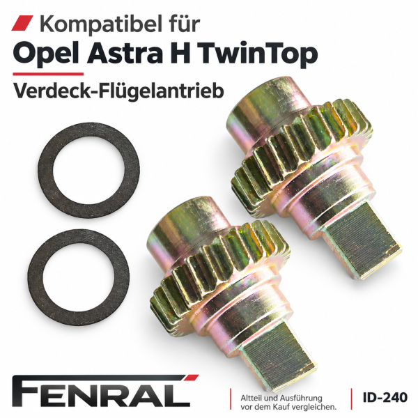 Zwei Zahnräder mit Dichtringen für den Verdeck-Flügelantrieb kompatibel für Opel Astra H TwinTop – FENRAL