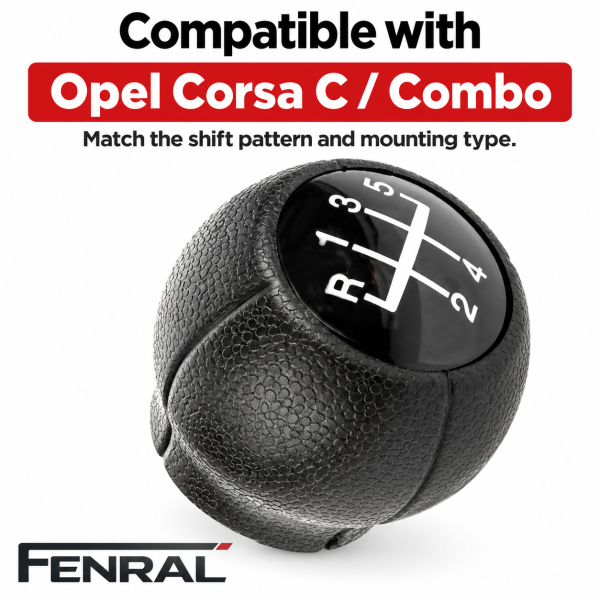 Schaltknauf 5-Gang kompatibel für Opel Corsa C/Combo Schwarz FENRAL
