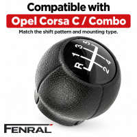 Schaltknauf 5-Gang kompatibel für Opel Corsa C/Combo Schwarz FENRAL